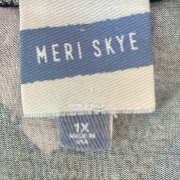 Meri Skye Asymmetrical Knit Top 1X Black Pink Scoop Neck 3/4 Sleeves Made In USA - Picture 9 of 11